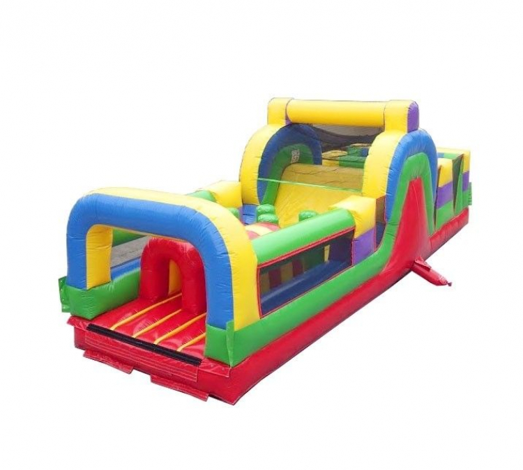 Retro 30' Obstacle Course With Slide
